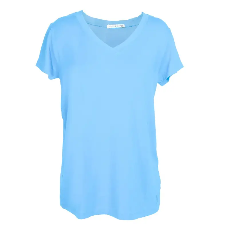 Milky Blue V-Neck Soft Jersey Top