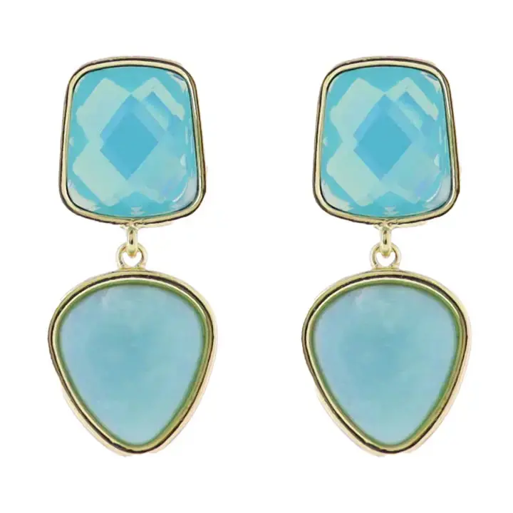 Mint-Colored Gemstone Stud Earrings
