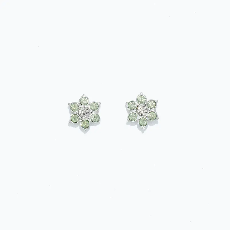 Mint Green Crystal Flower Stud Earrings