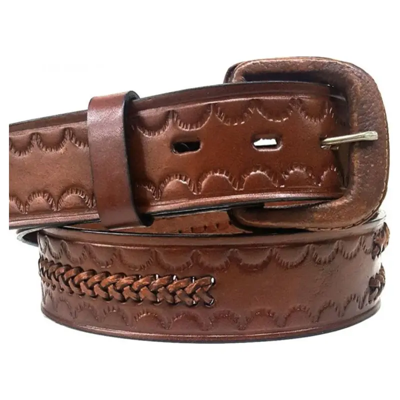 Modestone Youth Braided-Lace Belt – 1-Inch Stamped Leather Accent