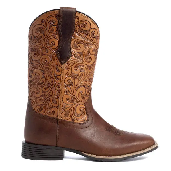 Myra Camilita Hand-Tooled Western Boots – Brown (S-10602)