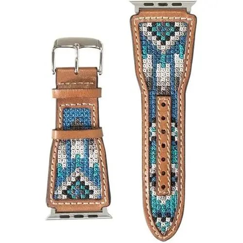 Nocona Blue Aztec Embroidery Apple Watch Band (38–40mm, N3101827)
