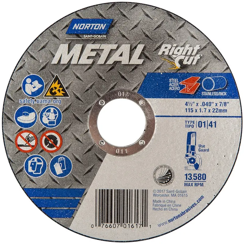 Norton Rightcut Metal Cutting Wheel – 4-1/2" X 0.04" X 7/8" Arbor Size 1