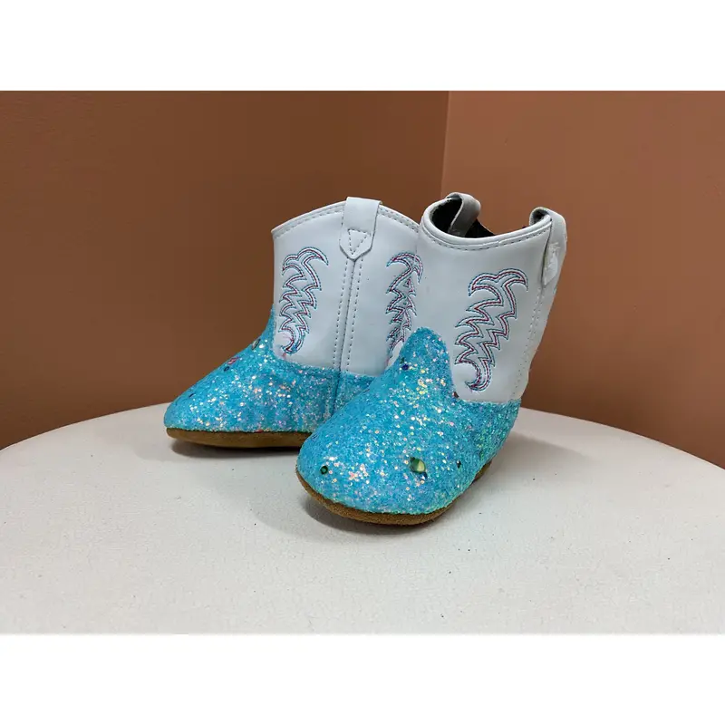 Old West Poppets Blue Sparkle Soft Infant Cowboy Boots – Style 10149