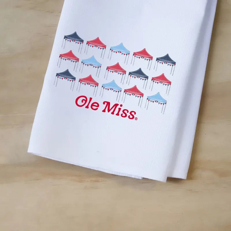 Ole Miss Tailgate Tents Patterned Tea Towel