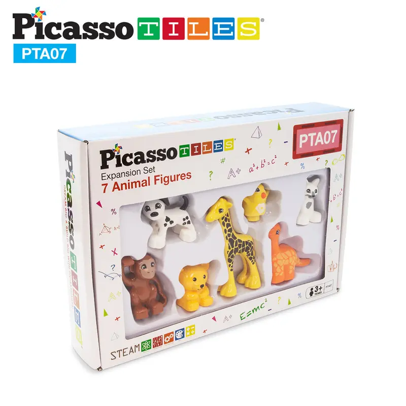 Picasso Tiles 7-Piece Animal Figure Expansion Kit (PTA07)