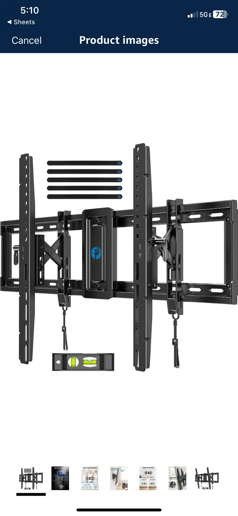 Pipishell Full-Motion TV Wall Mount – Adjustable 37–70 Inch Bracket