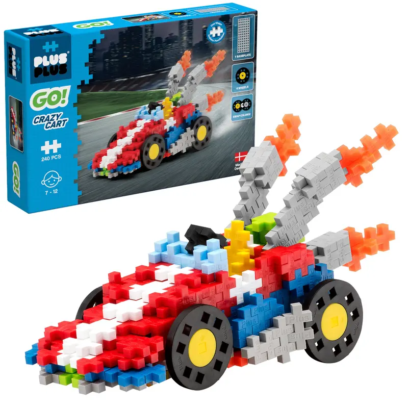 Plus-Plus USA GO! Crazy Cart STEM Playset