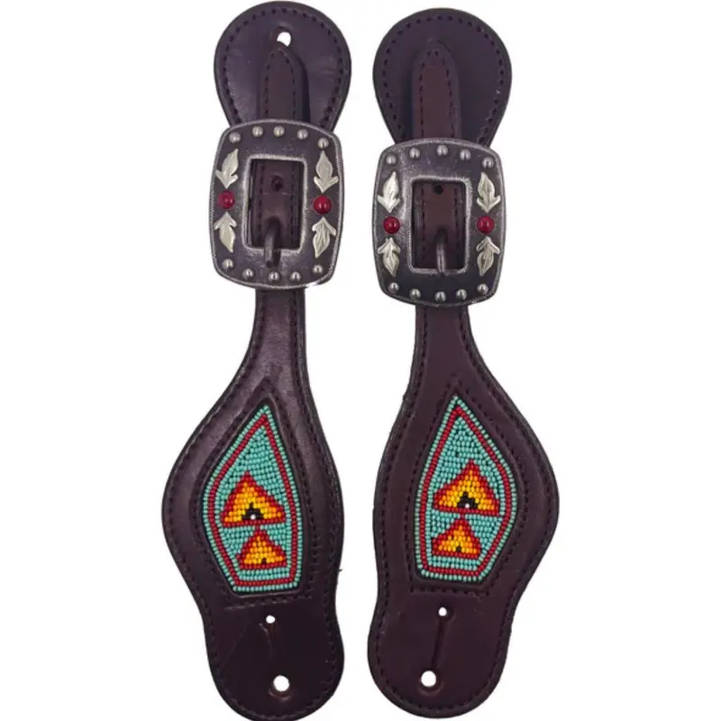 Professional’s Choice Beaded Turquoise & Red Spur Strap (Model 3P9401)