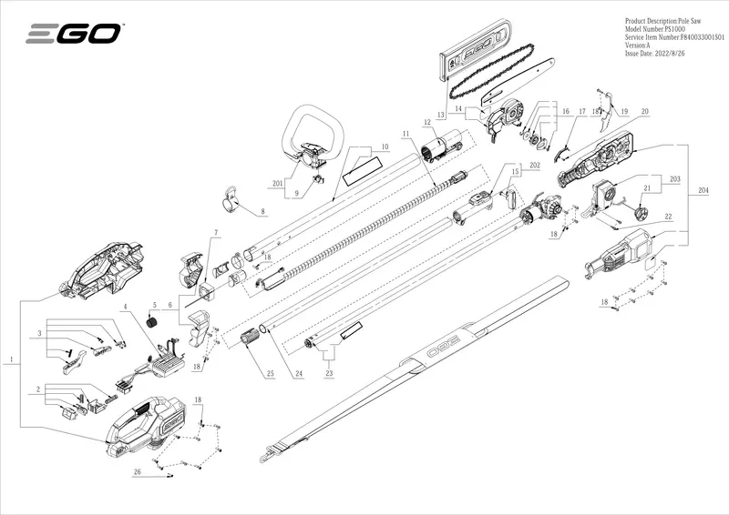 PS1000 Power Saw Component Breakdown and Assembly Guide