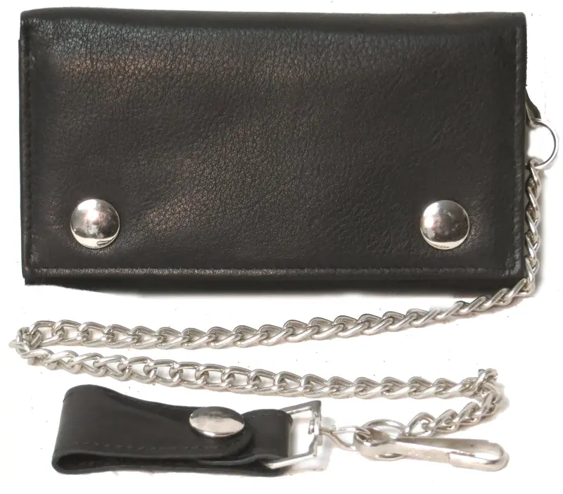 RFID-Blocking Genuine Cowhide Biker Wallet #4685RP