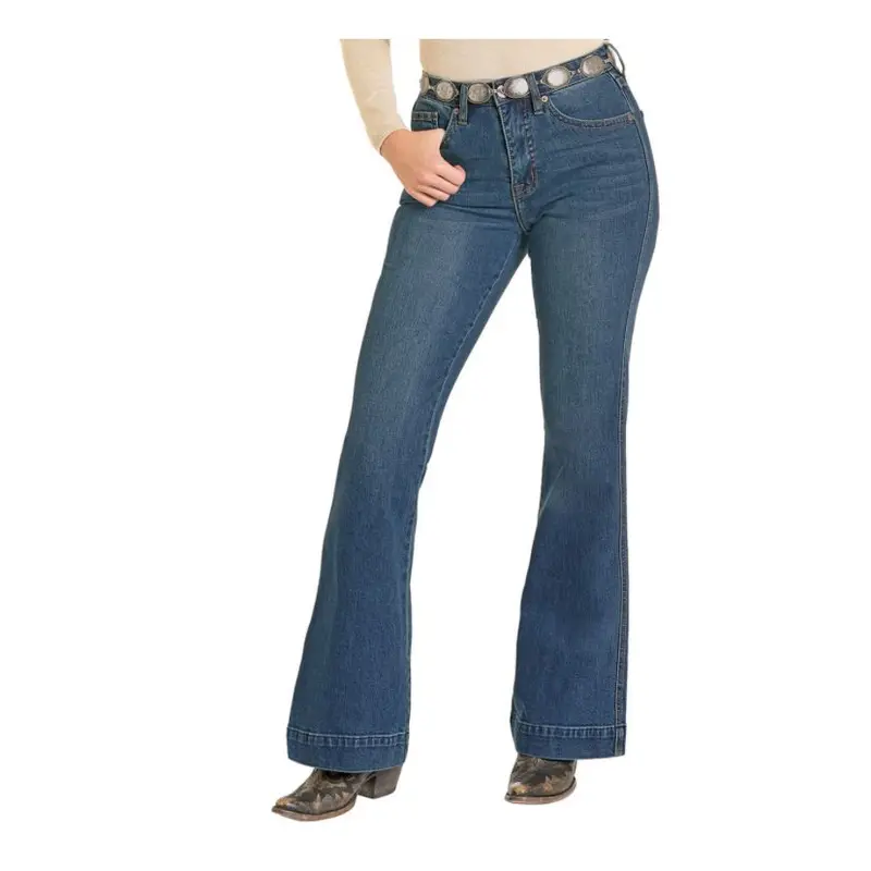 Rock & Roll Denim High-Rise Medium-Wash Trouser for Women