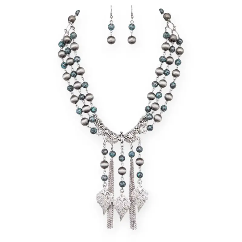 Rope & Spurs Navajo-Style Beaded Western Necklace Set – CN2857SB