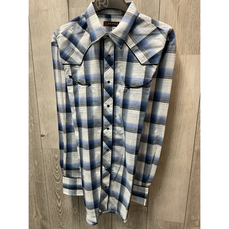 Roper Men’s Solid Color Long Sleeve Western Shirt – Slim Fit