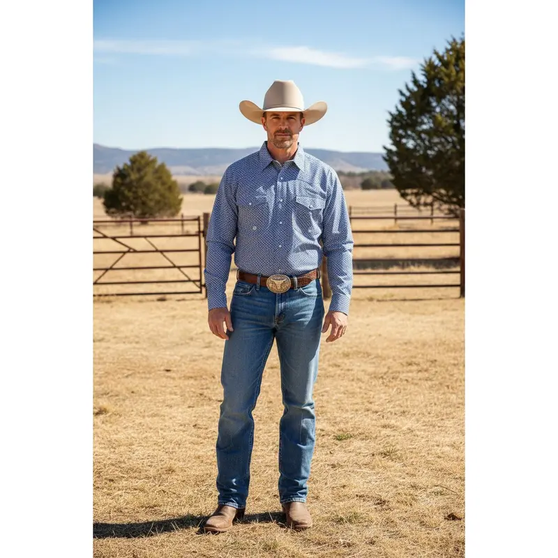Roper Men’s Traditional Long Sleeve Snap Shirt – Western Cut