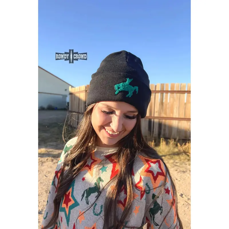 Rowdy Crowd Hoedown-Themed Ribbed Beanie