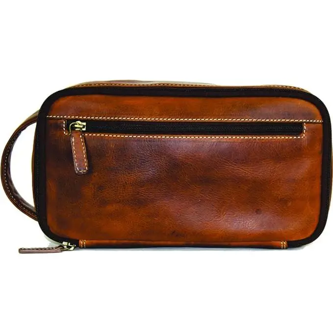 Rugged Earth Leather Toiletry Case with Organizer Compartments