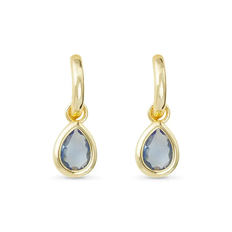 Sapphire Crystal Teardrop Earrings in Gold