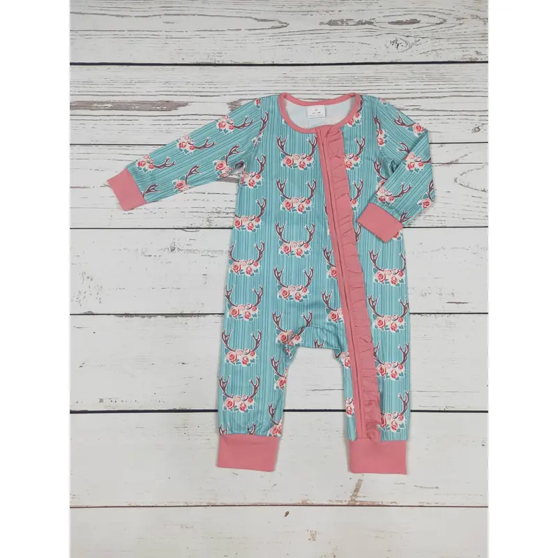 Sassy Kids Palace Baby Deer-Print Zip-Up Sleeper