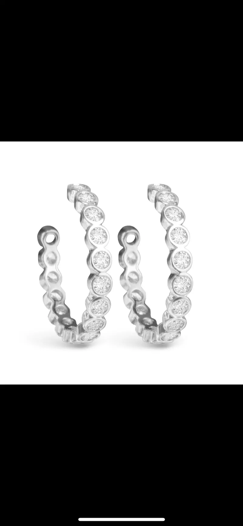 Silver Bezel CZ Hoop Earrings