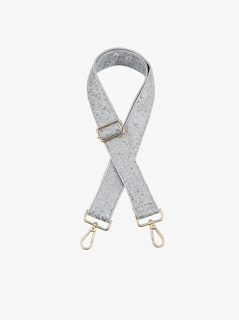 Silver Metallic Sequin Guitar Strap
