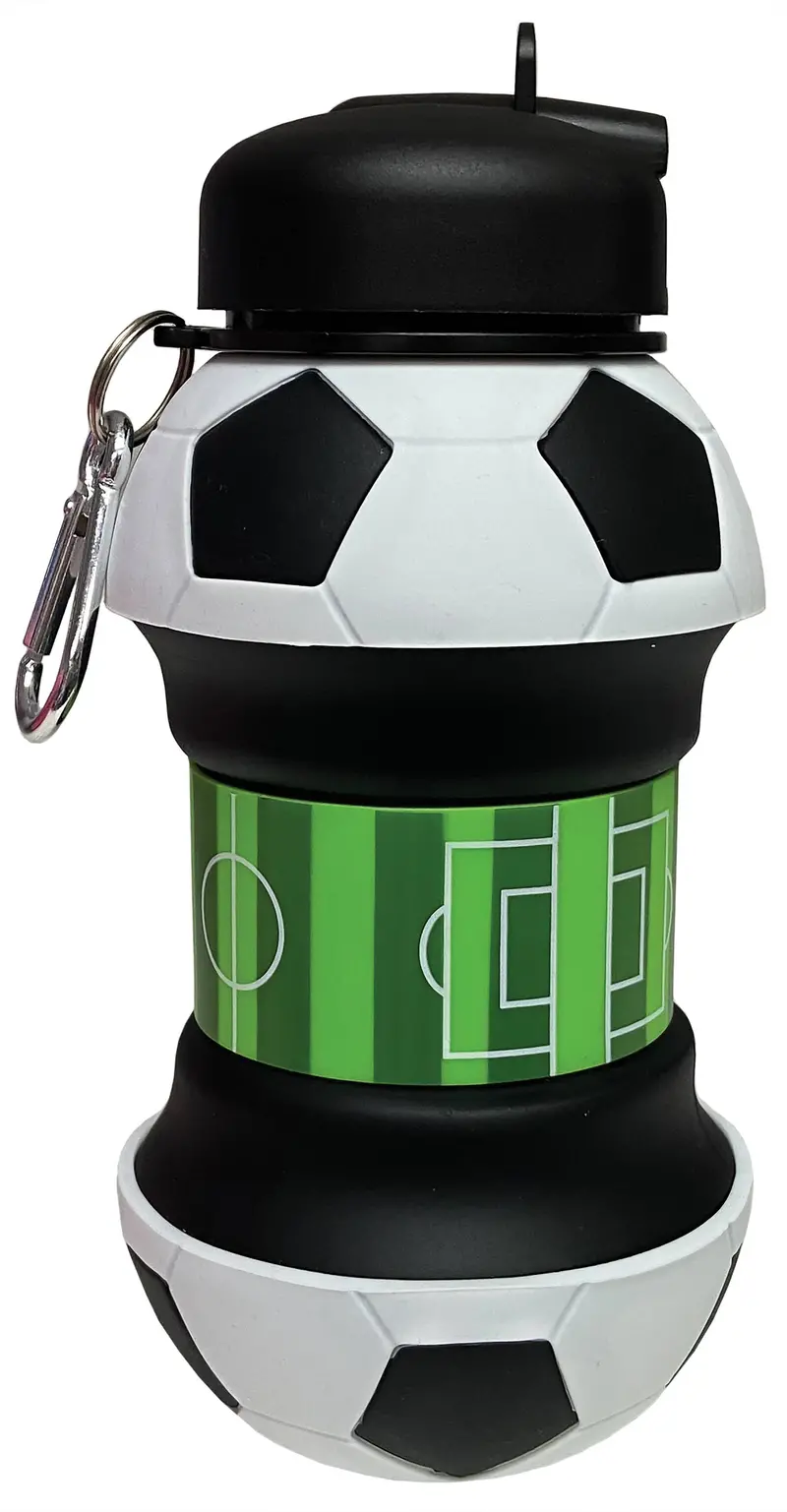 Soccer-Themed Collapsible Silicone Water Bottle
