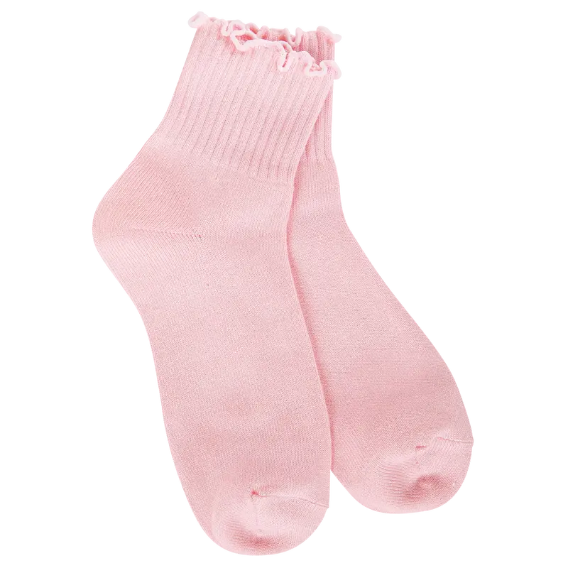 Soft Pink Ruffle-Cuff Cotton Socks for Toddlers