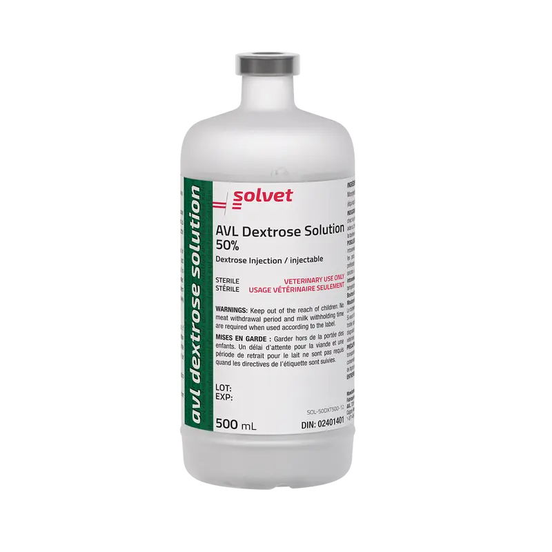 Solvet Dextrose 50% Injectable Solution – 500 mL Veterinary Glucose Supplement