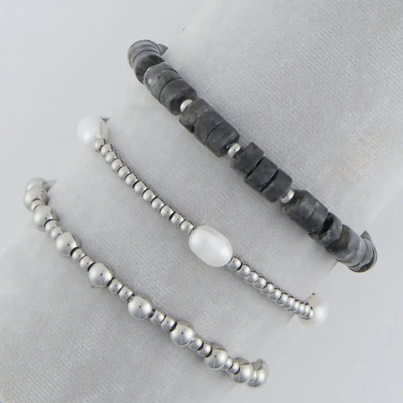 Sterling Silver Cultured Pearl Bracelet Set – Lustrous Triple Strand