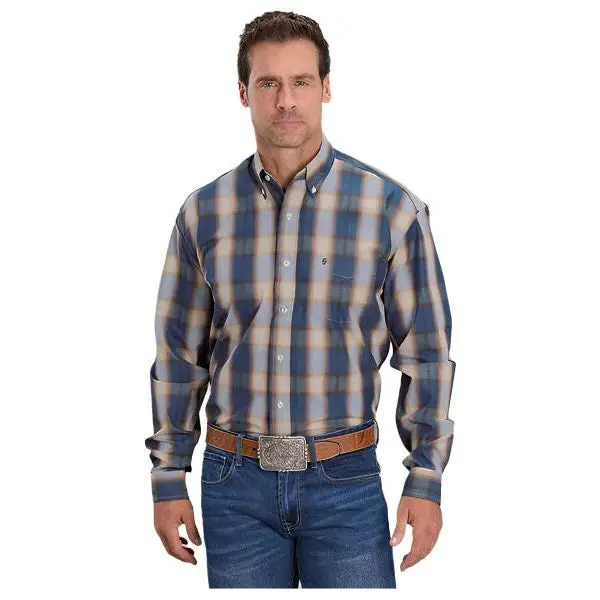 Stetson Men’s Blue Ombre Plaid Snap Shirt – Contemporary Western Look, Style 11-001-0579-5028