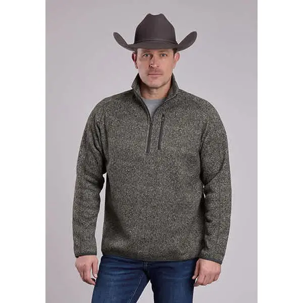 Stetson Men’s Green 1/4-Zip Pullover Sweatshirt