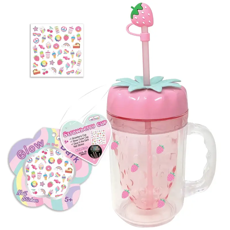 Strawberry-Print Mason Jar Tumbler