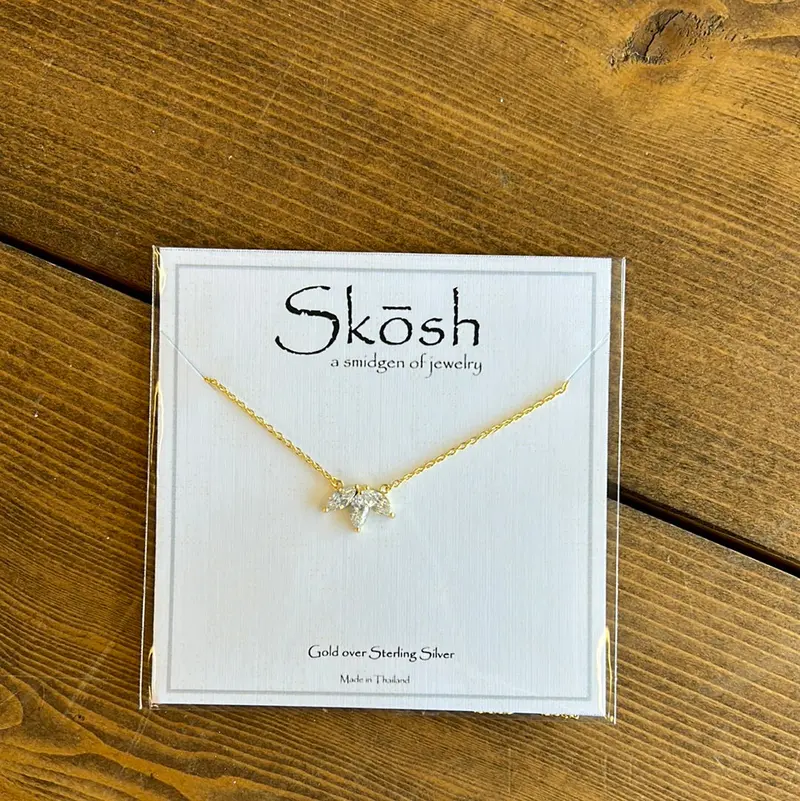 Three-Stone Teardrop Pendant Necklace