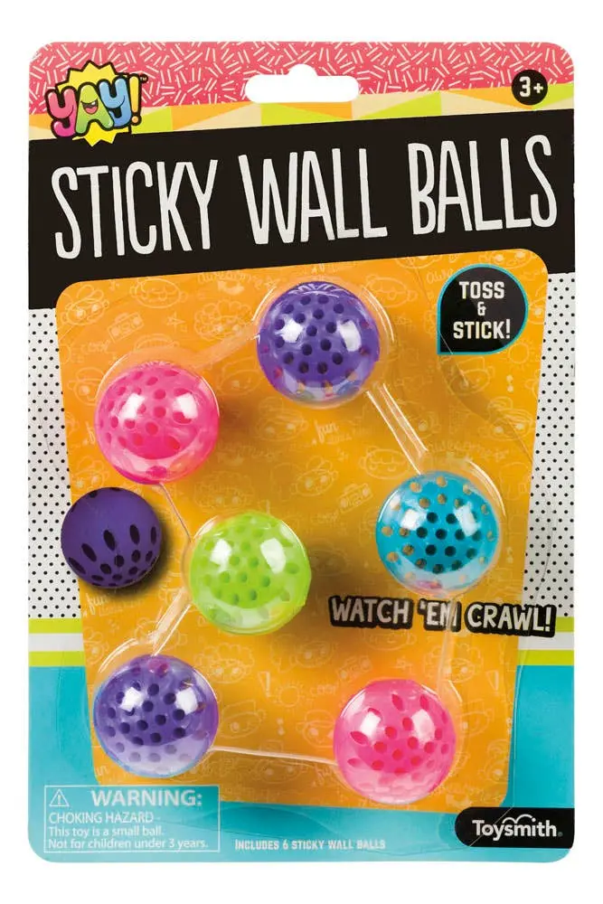 Toysmith Yay! Sticky Wall Balls – Adhesive Toss-and-Stick Toys