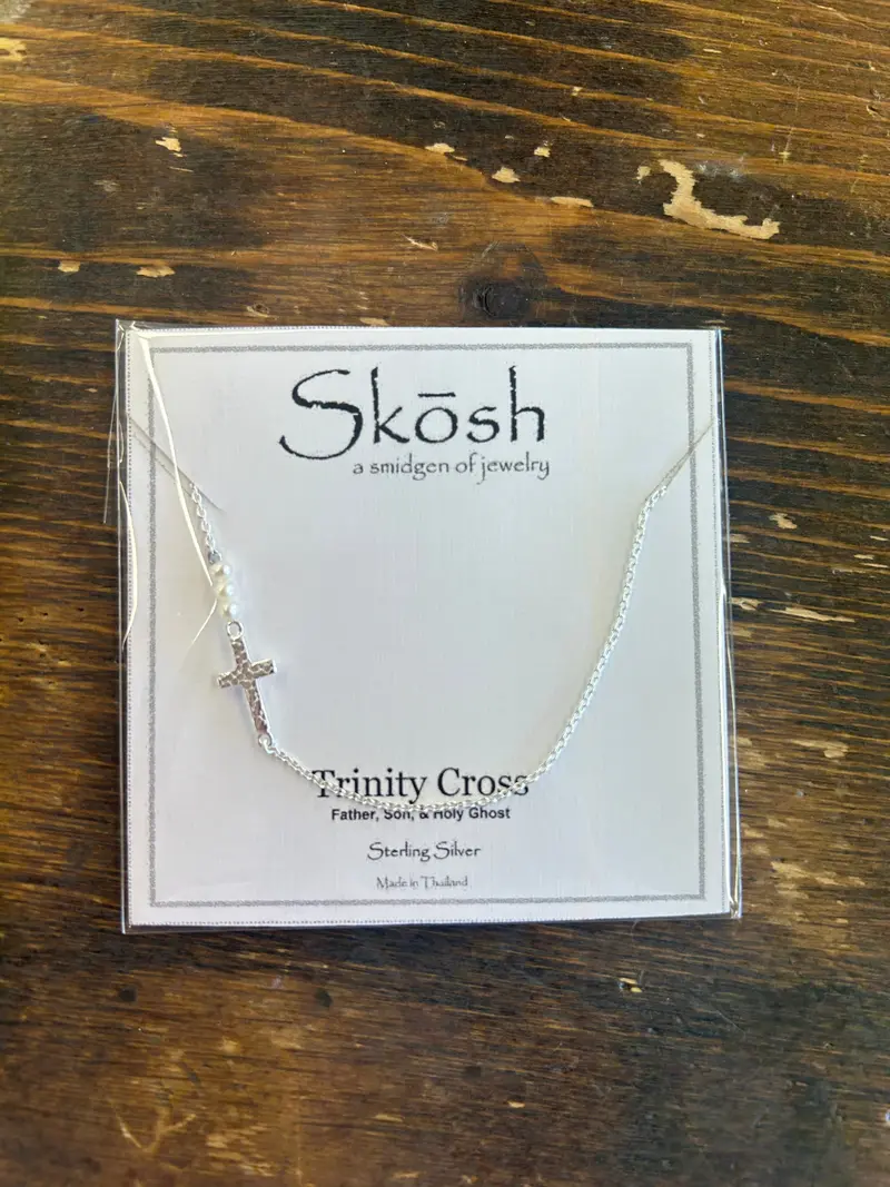 Trinity Cross Necklace with Cultured Pearls