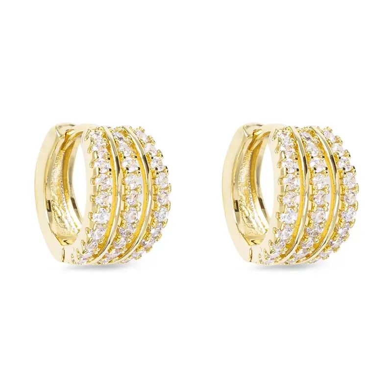 Triple-Row Gold Huggie Hoop Earrings