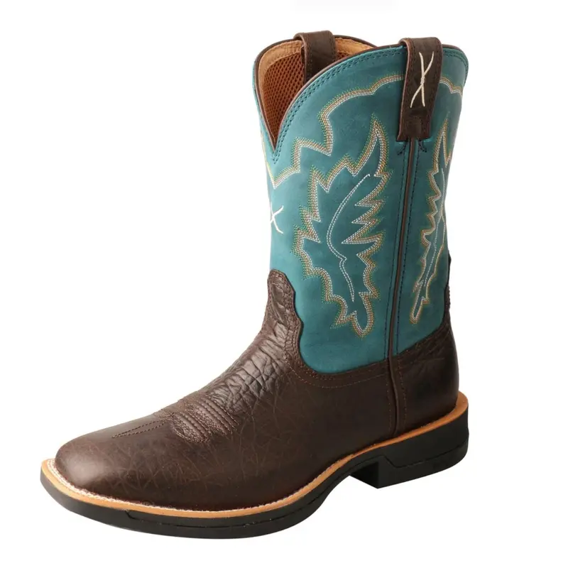 Twisted X Ruff Stock Men’s Western Boot – Square Toe, Rugged Texture, MXW0002