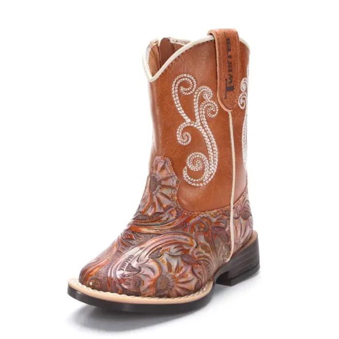 Twister Pink Tooled Square-Toe Western Boots for Toddlers (443001697)