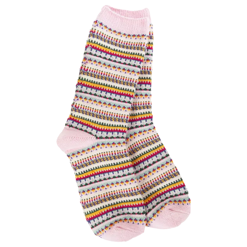 Weekend Boho Crew Neck Top with Pink Stripe