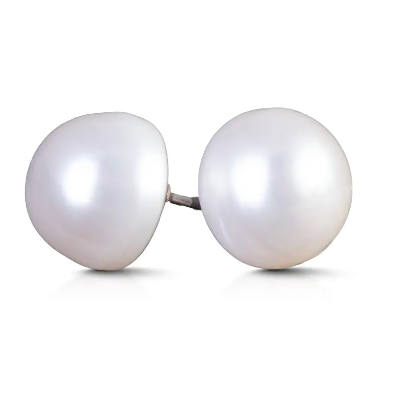 White Button-Style Stud Earrings