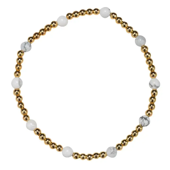 White Howlite Bead Stretch Bracelet