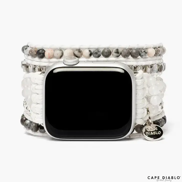 White Labradorite Beaded Apple Watch Band