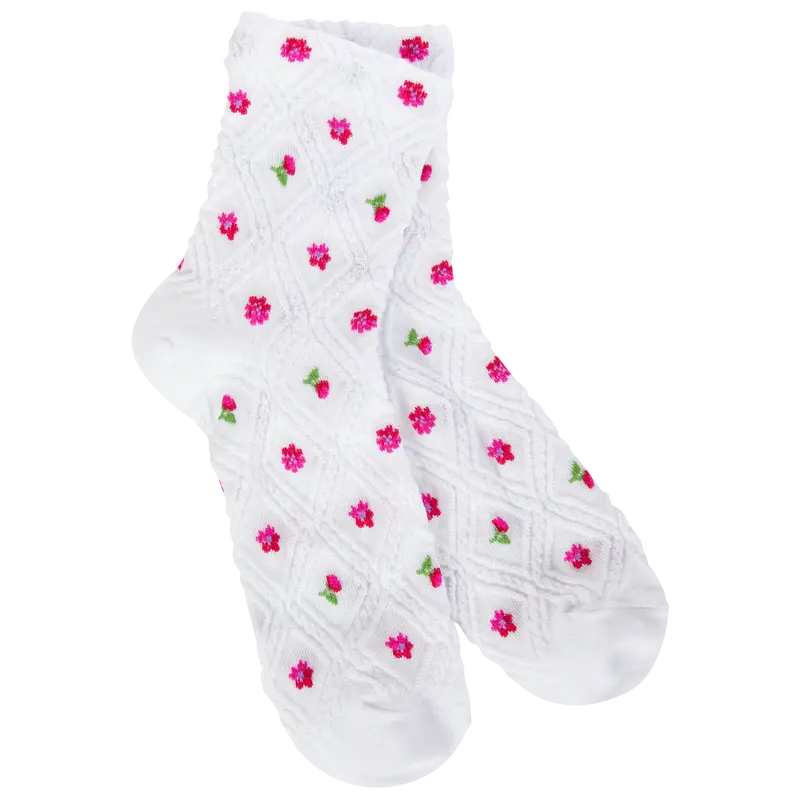 White Rose Pattern Cotton Socks