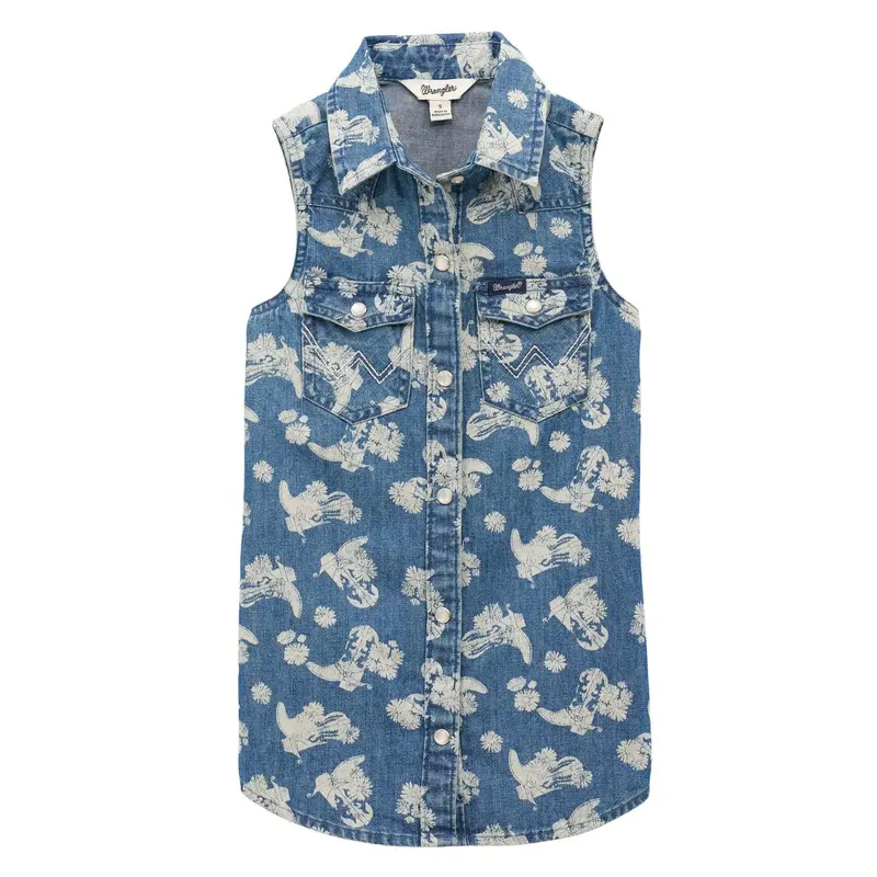 Wrangler Girls’ Light Denim Tank Top (Style 112379386)