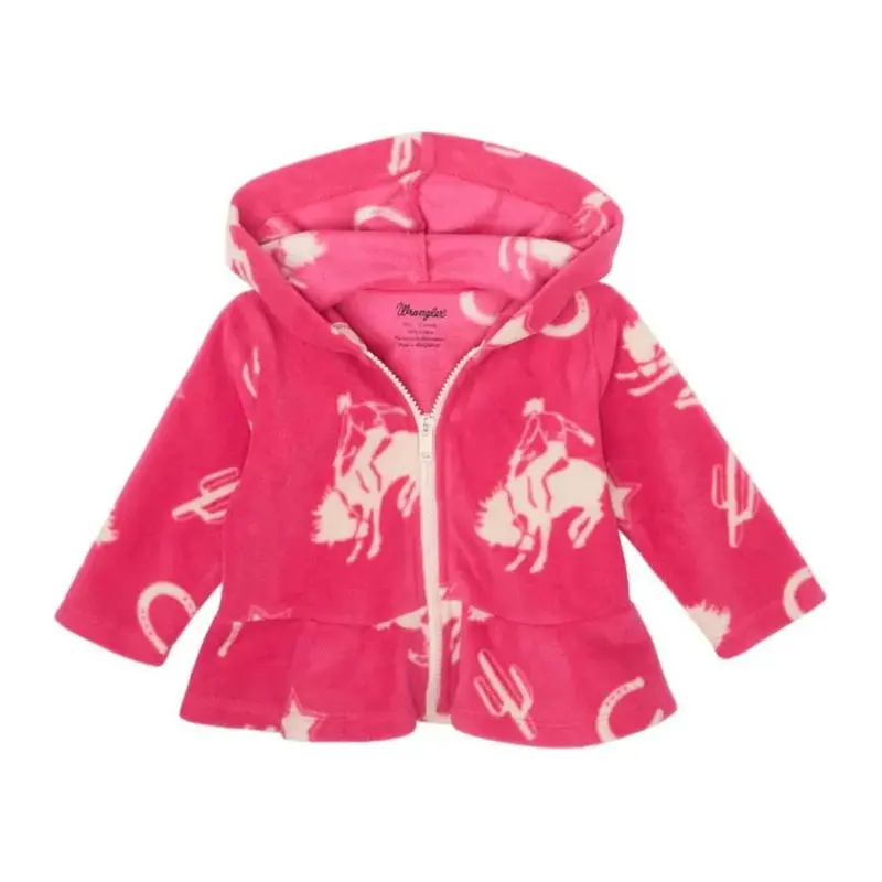 Wrangler Infant Girls’ Pink Ruffled-Hem Zip Hoodie