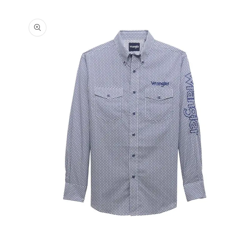 Wrangler Men’s Blue Logo Long-Sleeve Shirt