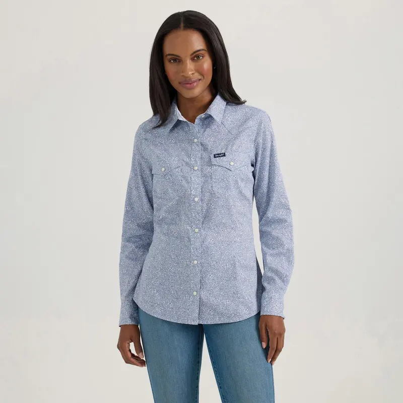 Wrangler Women’s Retro Western Snap Shirt in Navy