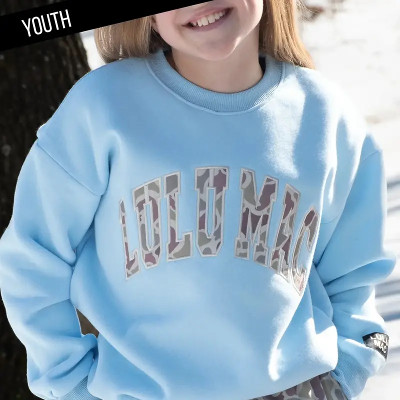 Youth Lulu Mac Sweatshirt – Blue Camo