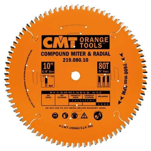 Cmt 219.080.10 Miter Saw Blade – 10" Diameter, 80-Tooth Carbide-Tipped 1